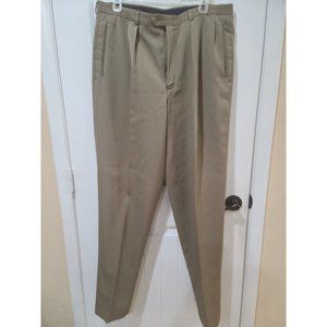 PANTS BEIGE KHAKI FLAT FRONT TROUSERS MENS JOHN WEITZ VINTAGE 80s